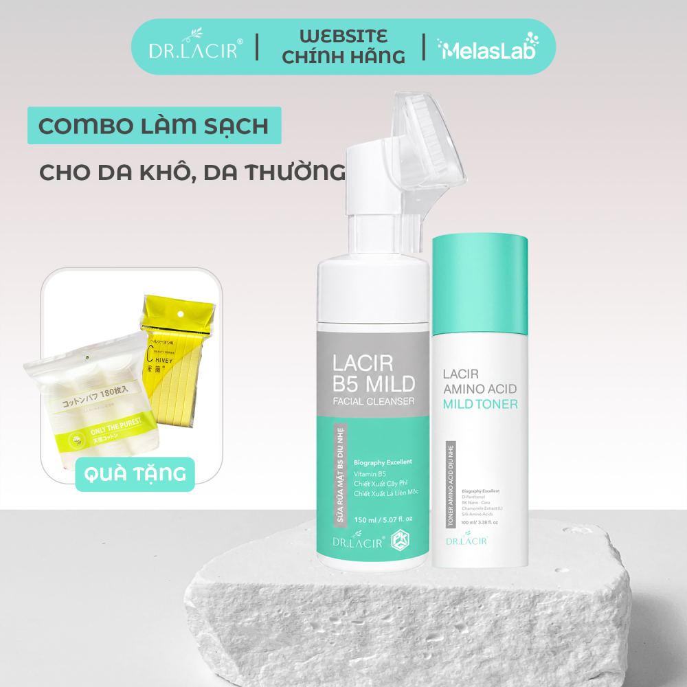 Combo Làm Sạch Cho Da Khô, Da Thường Dr Lacir